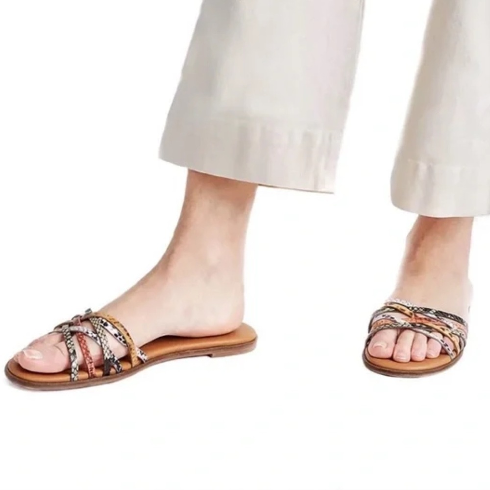 Madewell The Tracie Crisscross Sandal Snake Embossed Leather Size 8.5
